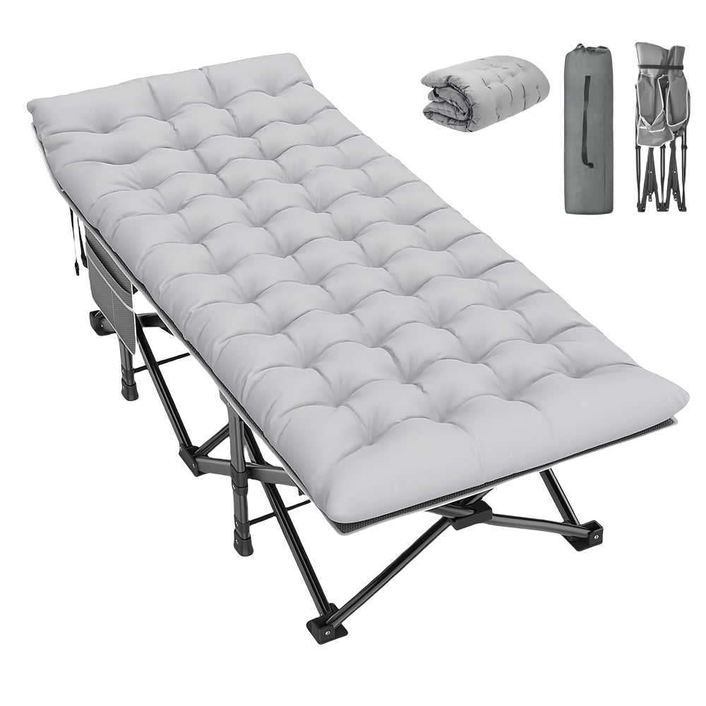 Folding Camping Cot with Mattress for Adults, Portable, 500lbs Load