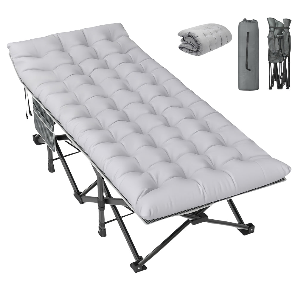 Folding Camping Cot with Mattress for Adults, Portable, 500lbs Load