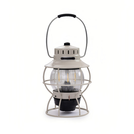 State Gray Vintage Railroad Lantern - Rechargeable LED, Adjustable Brightness Home Decor